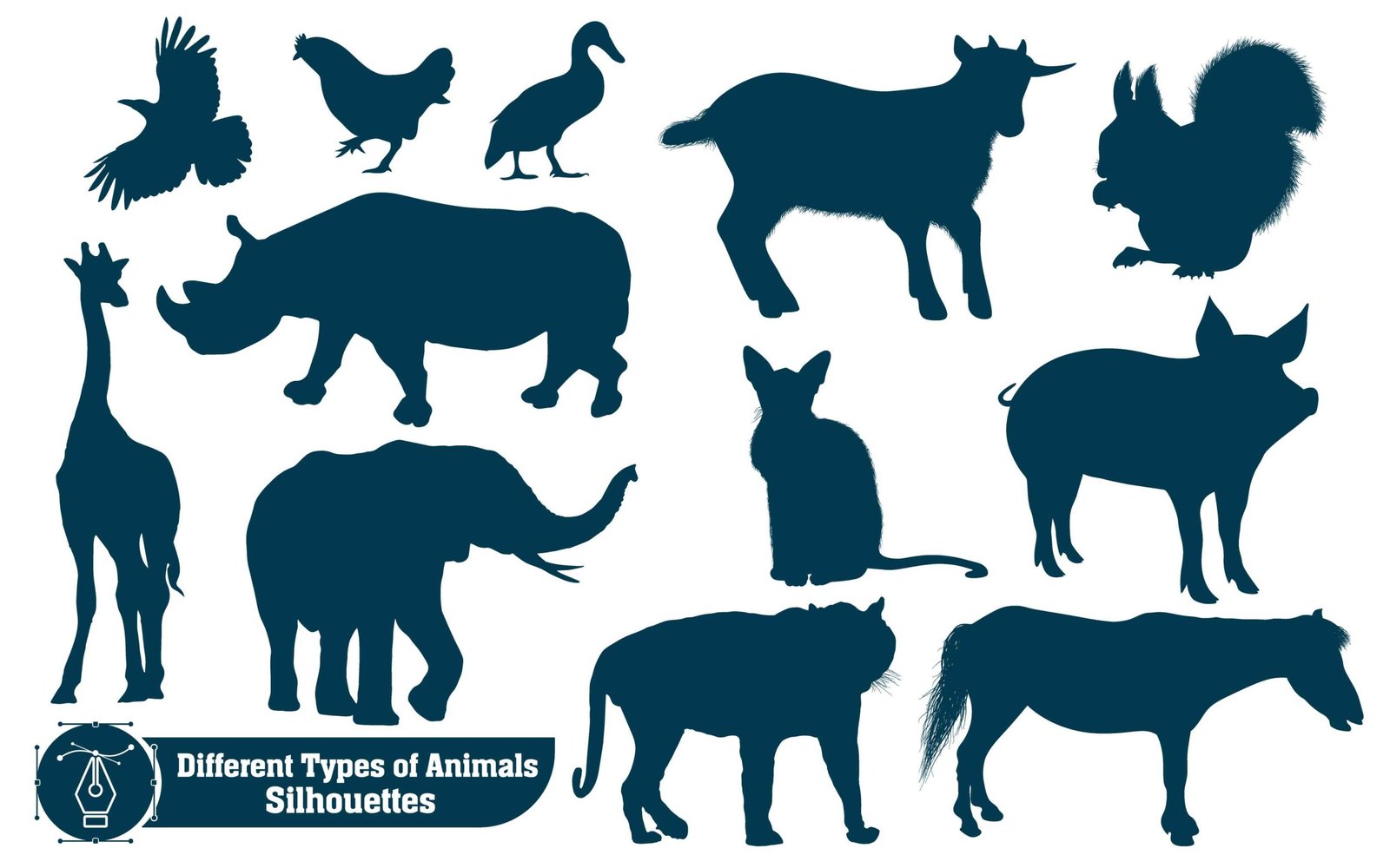 Collection of Animals silhouettes Vector