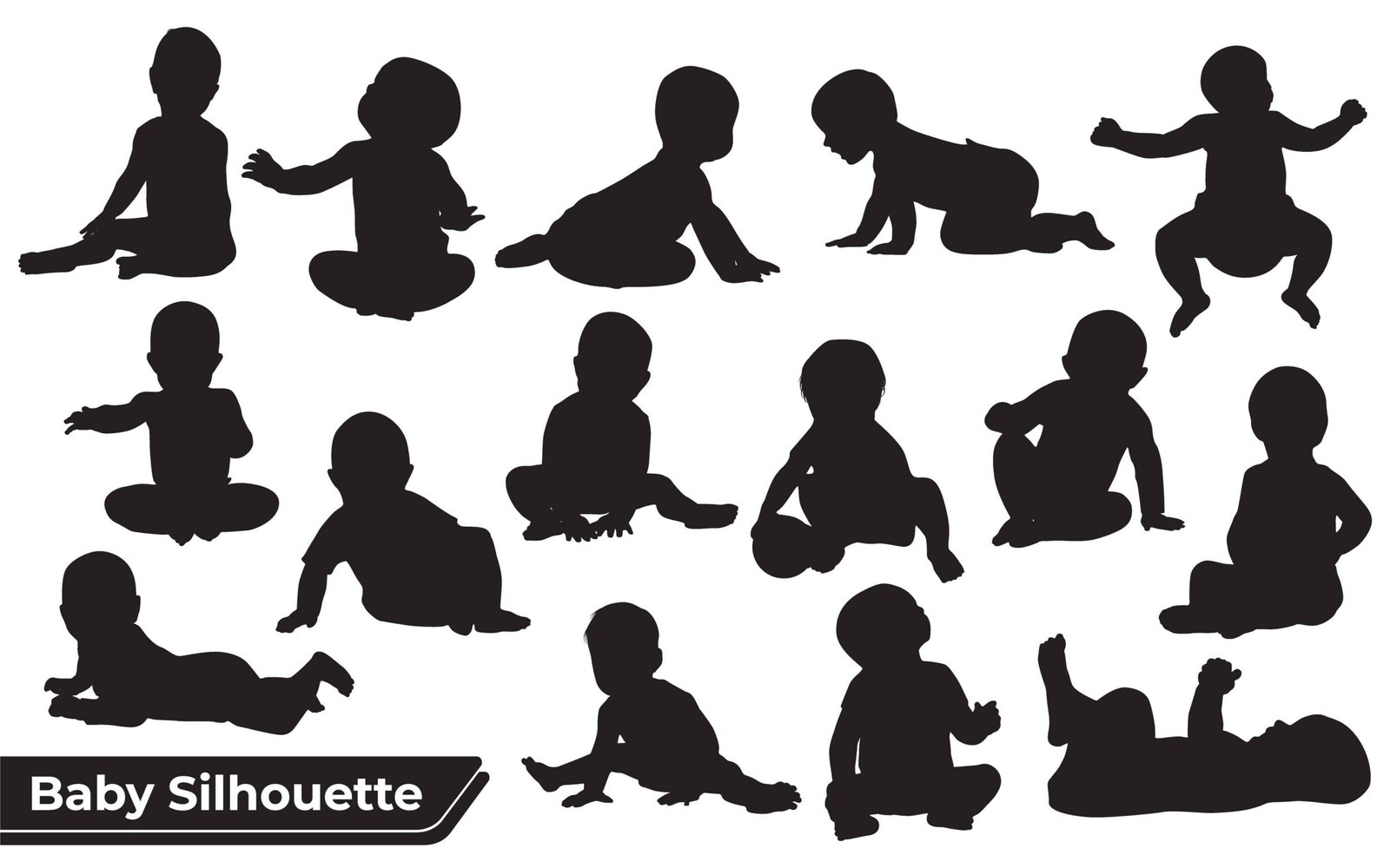 Kid and baby silhouettes Vector