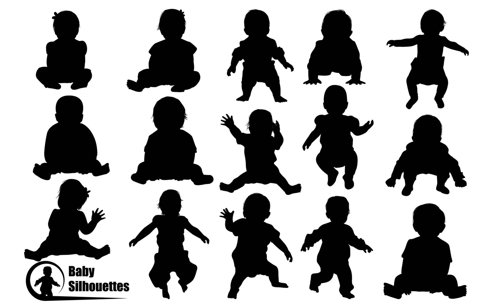 Newborn Baby black silhouettes vector art