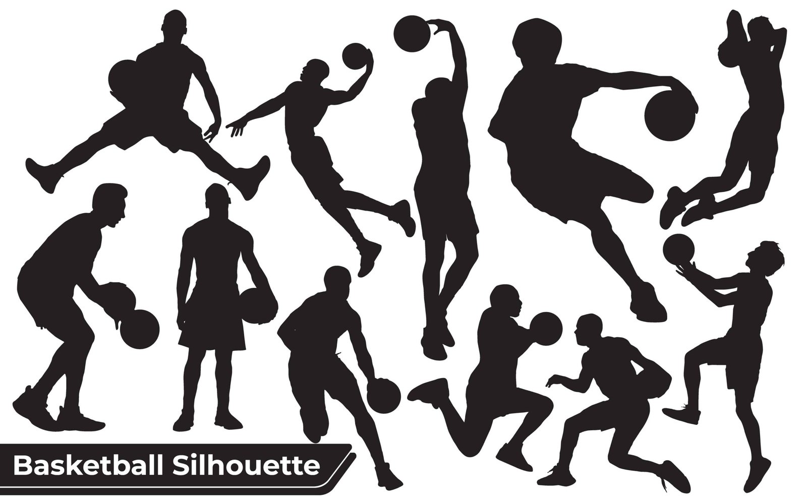 Collection of Black Basketball Player Silhouettes