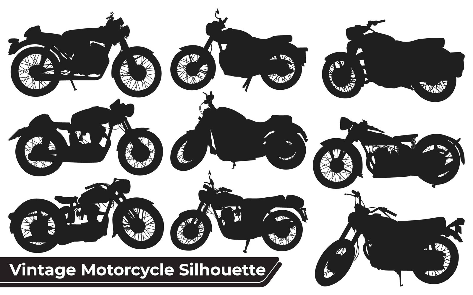 Collection of Vintage Motorbike Silhouettes vector