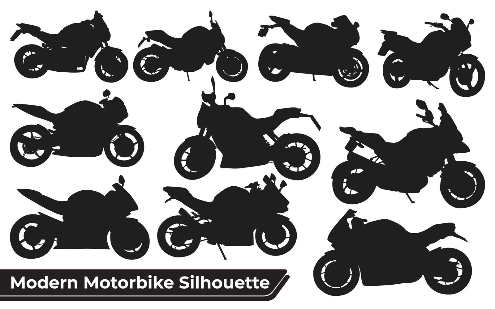 Collection of Modern Motorbike Silhouettes vector