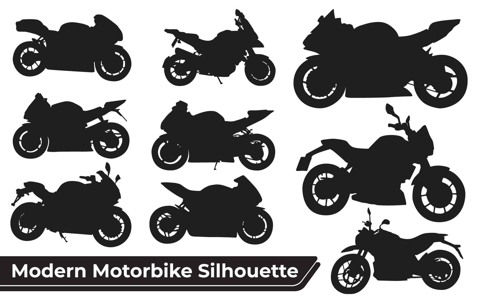 Collection of Modern Motorbike Silhouettes vector