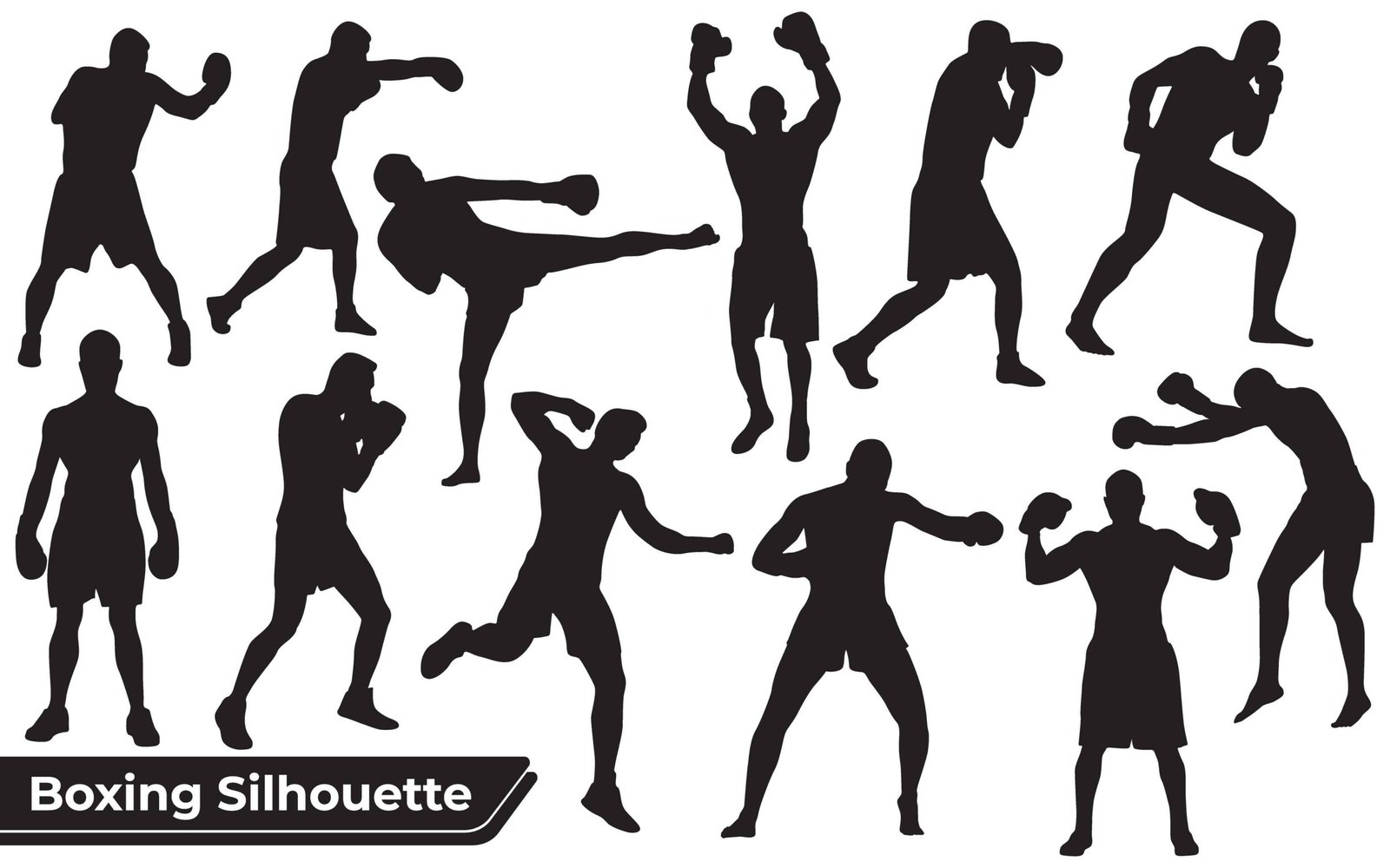 Collection of Boxing and Bodybuilder Silhouette