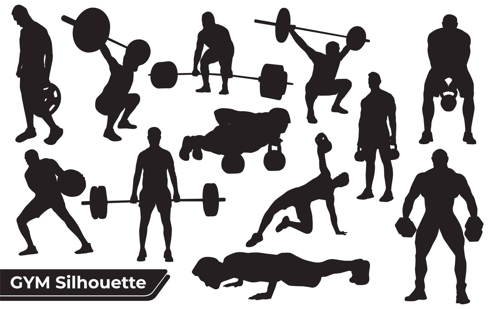 Collection of Gym or Exercise silhouettes in different poses