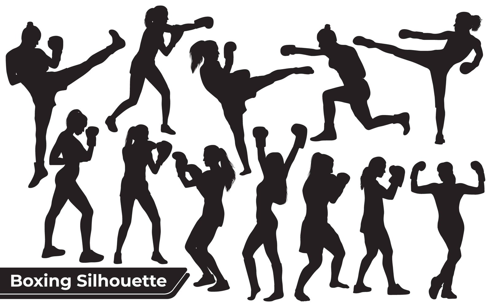 Collection of Boxing Woman Silhouette
