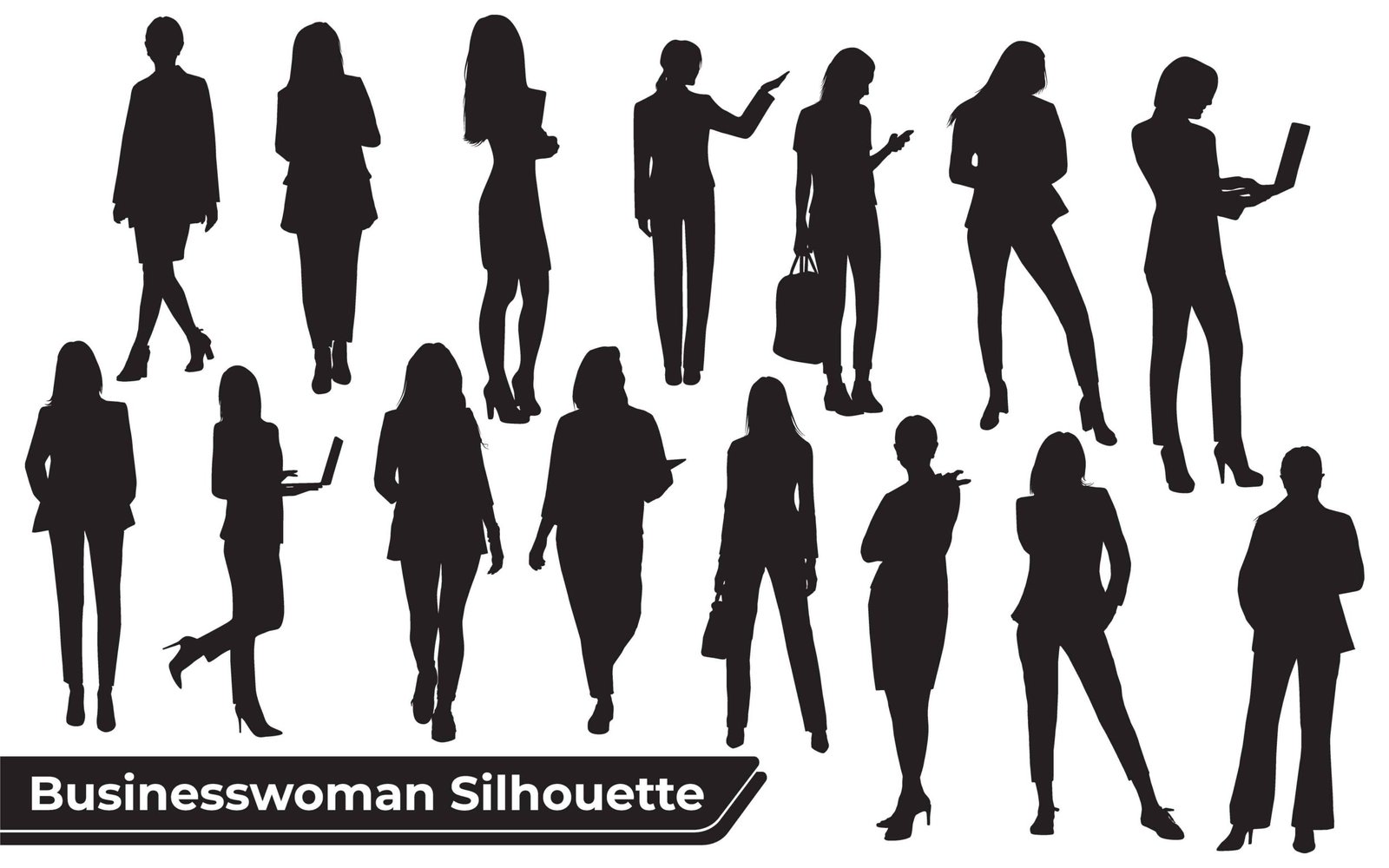 Collection of Business woman Silhouettes in different poses