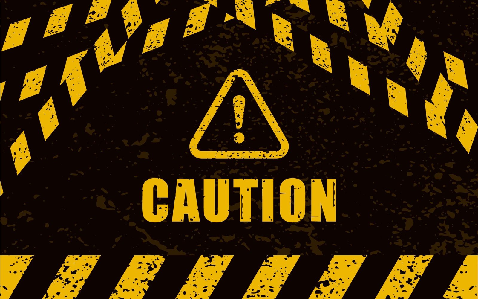 Illustration of a Yellow and black caution tape pattern with a prominent warning triangle