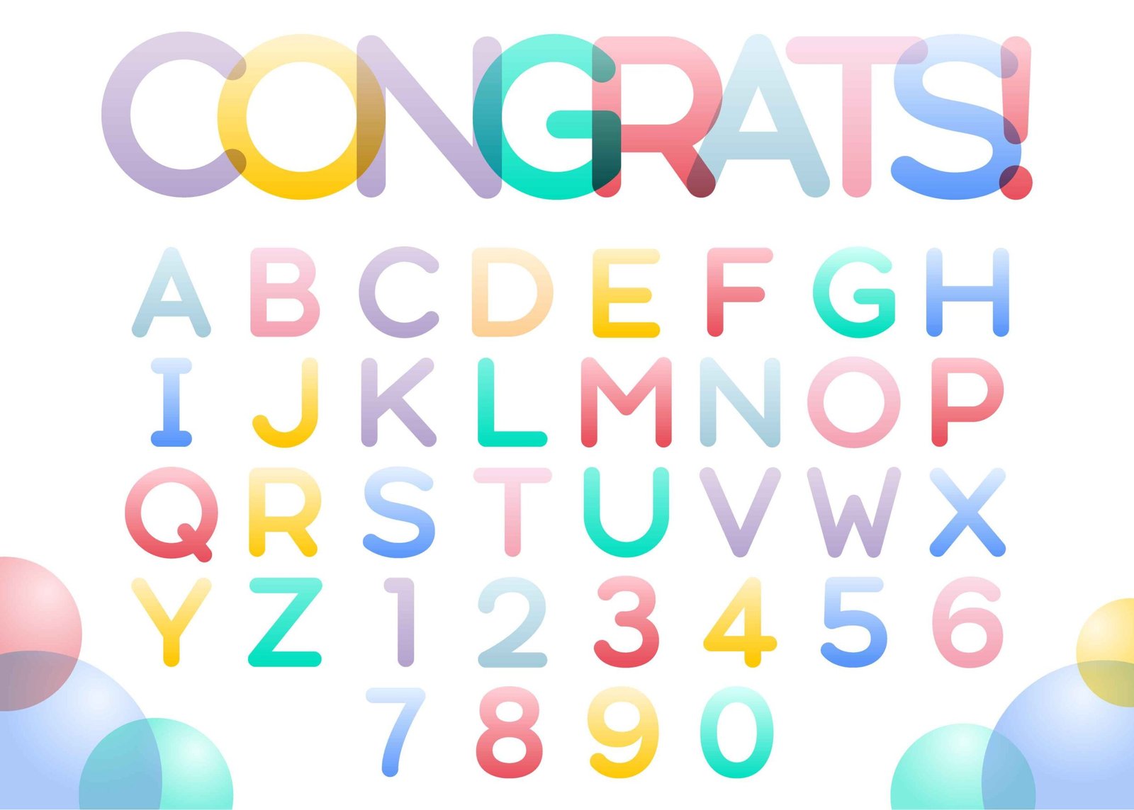 Colorful Round Alphabet or Letters for logo and typography design