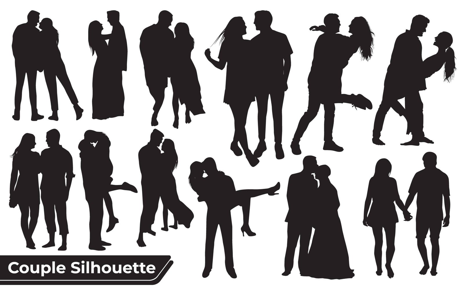 Collection of Wedding dance silhouettes in different poses