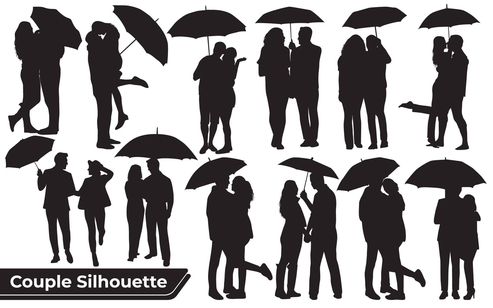 Collection of Romantic Couple silhouettes in different poses