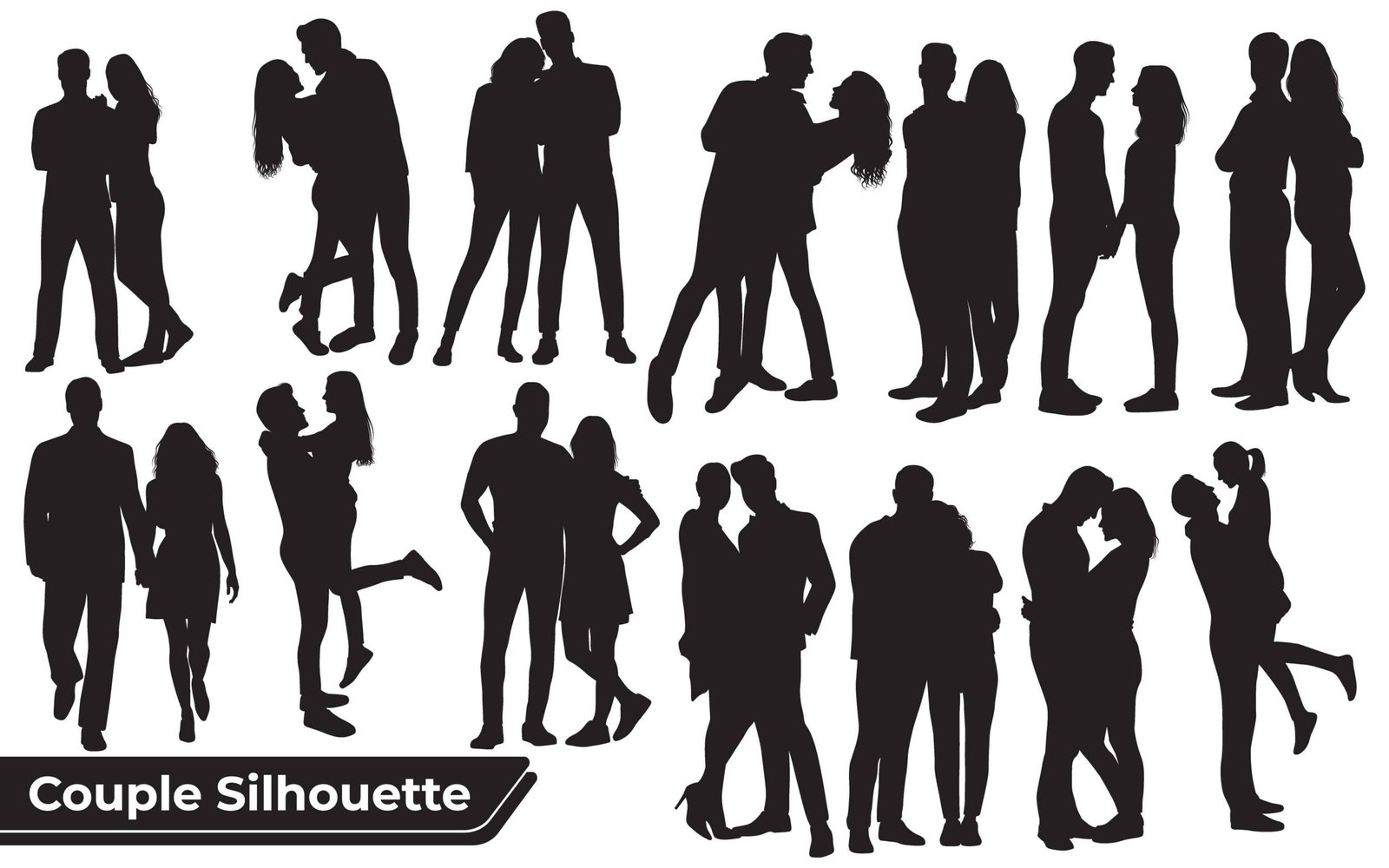 Collection of Romantic Couple silhouettes in different poses