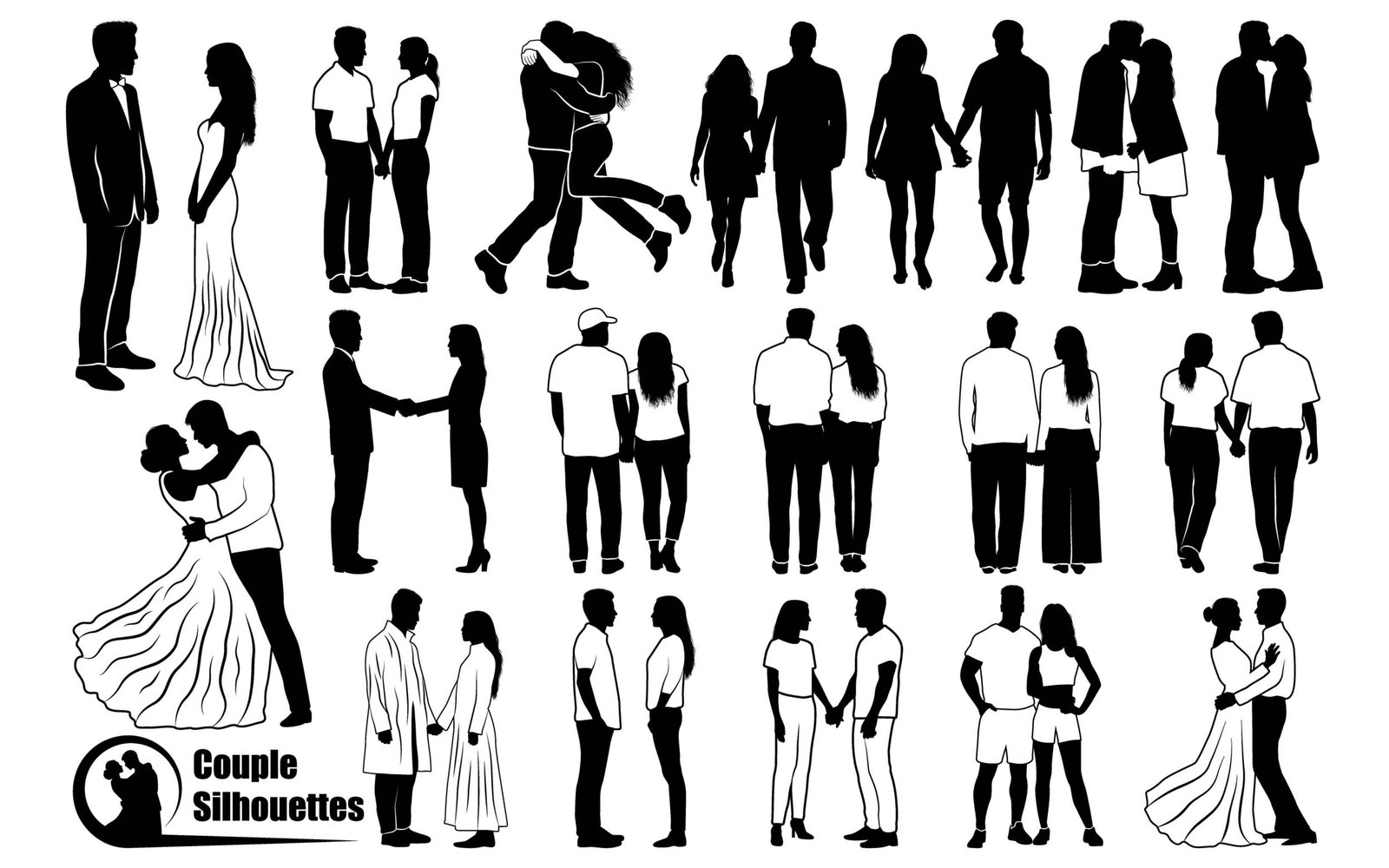 Romantic Couple Silhouettes Vector art