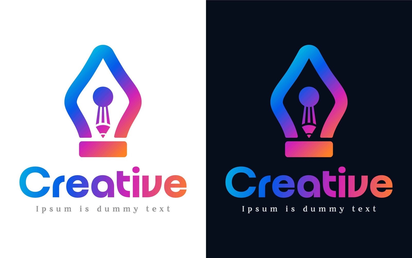 Abstract creative pen tool logo design with gradient colors