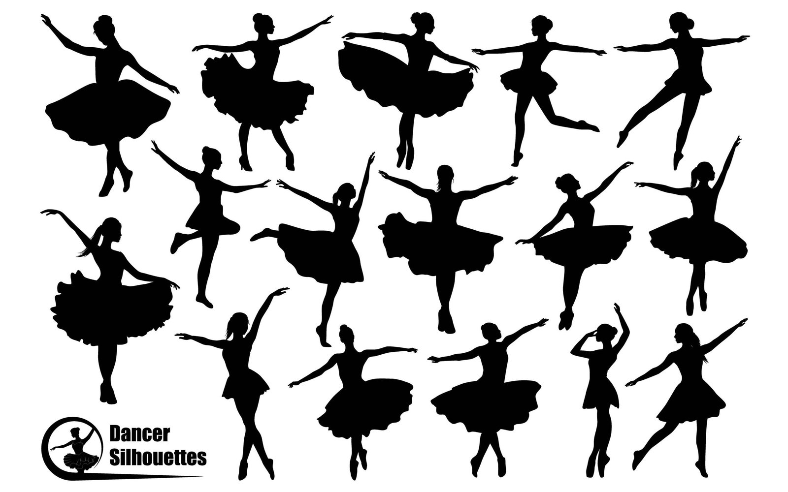 Female Dancer or Woman Dancing silhouettes Vector art