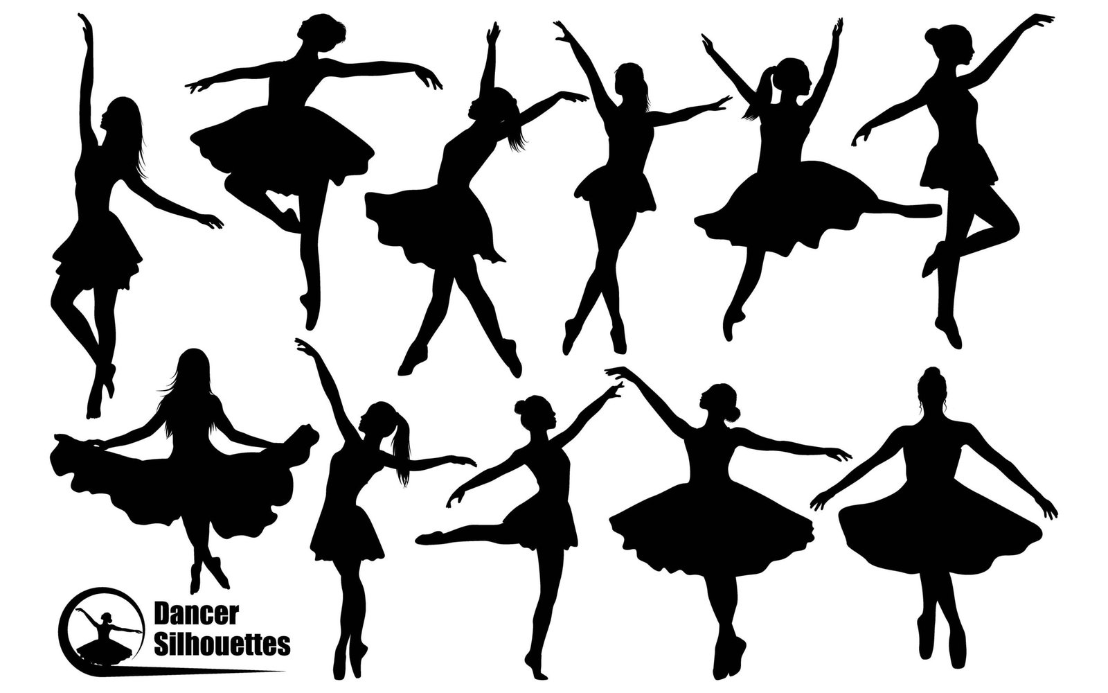 Female Dancer or Woman Dancing silhouettes Vector art