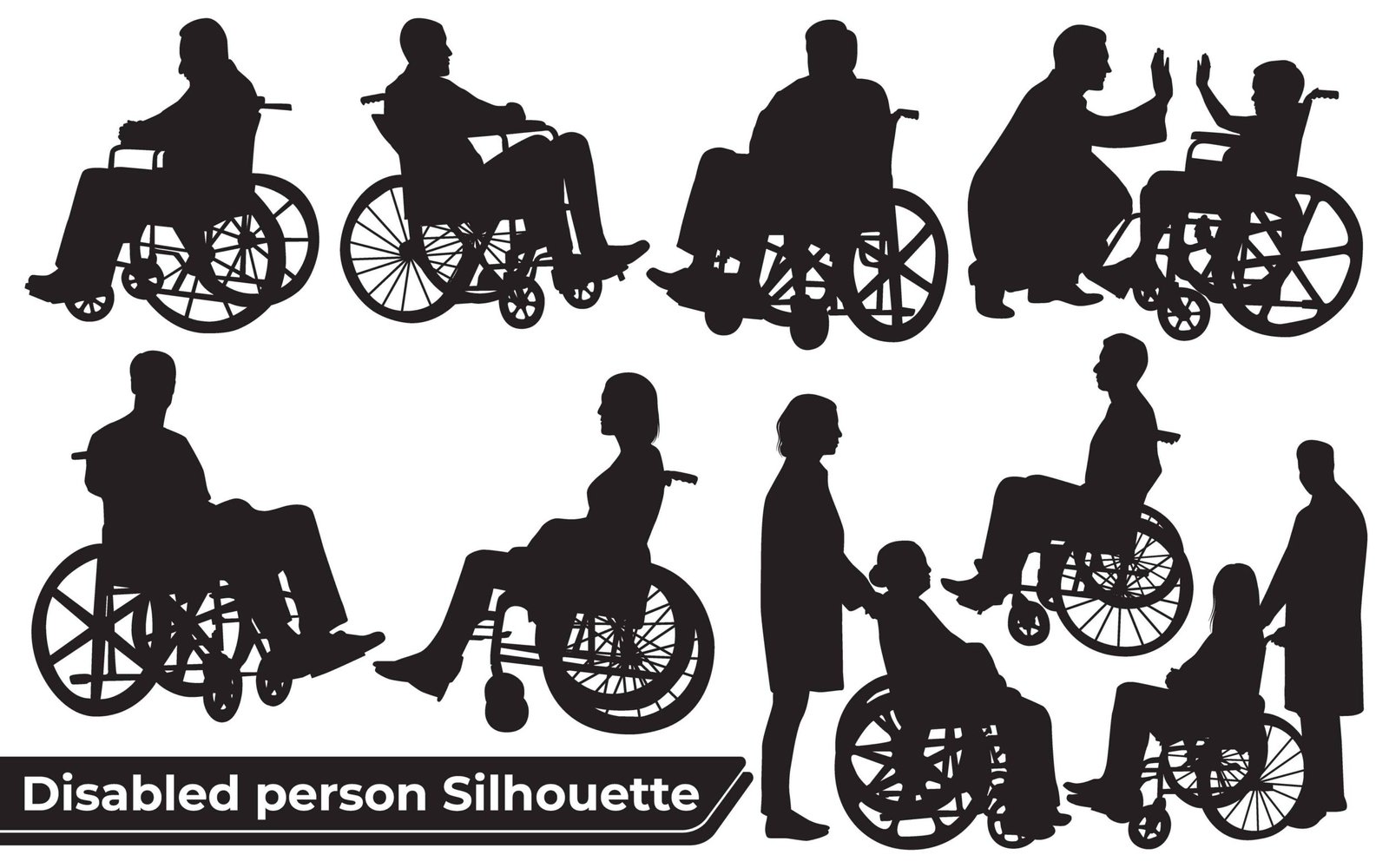 Disabled Person Vector or Silhouettes of person in a wheelchair