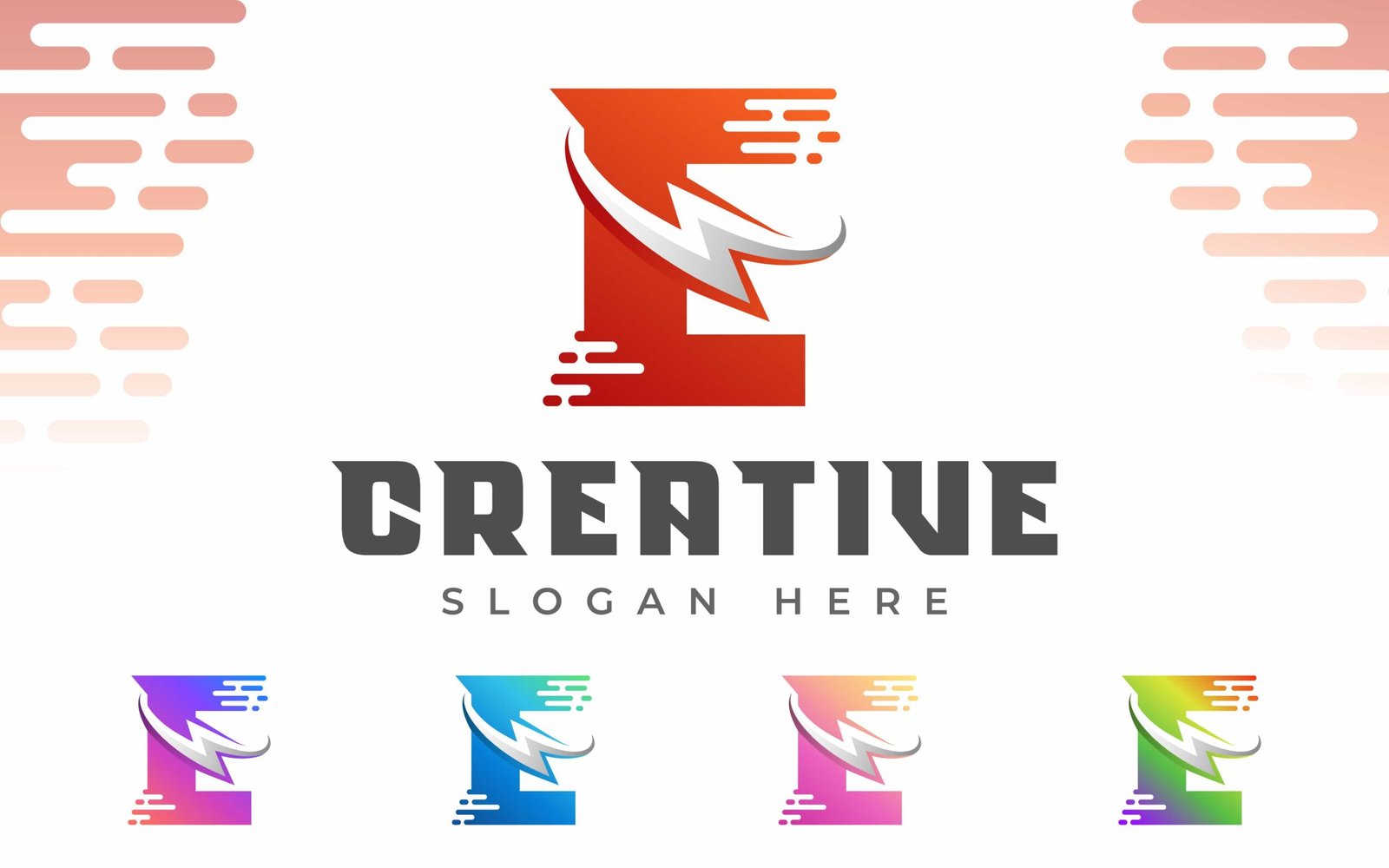 Letter E Energy logo or E Electric Logo with Lightning Icon or thunder bolt combination