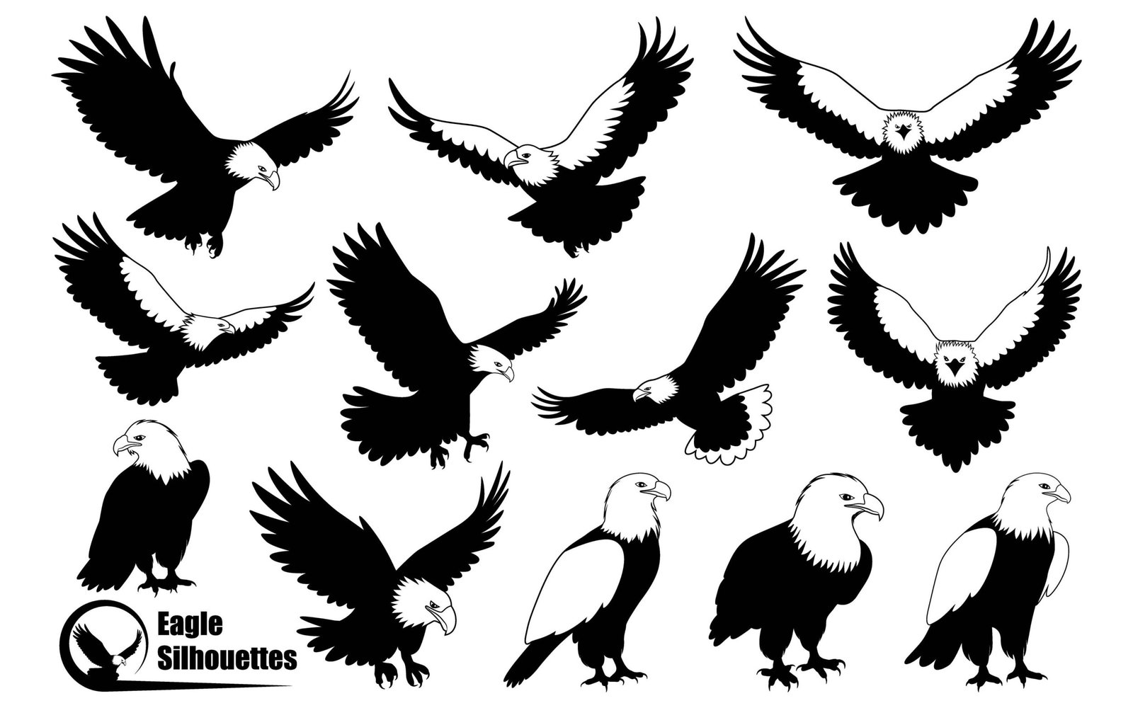 American Eagle Bird Silhouettes Vector art