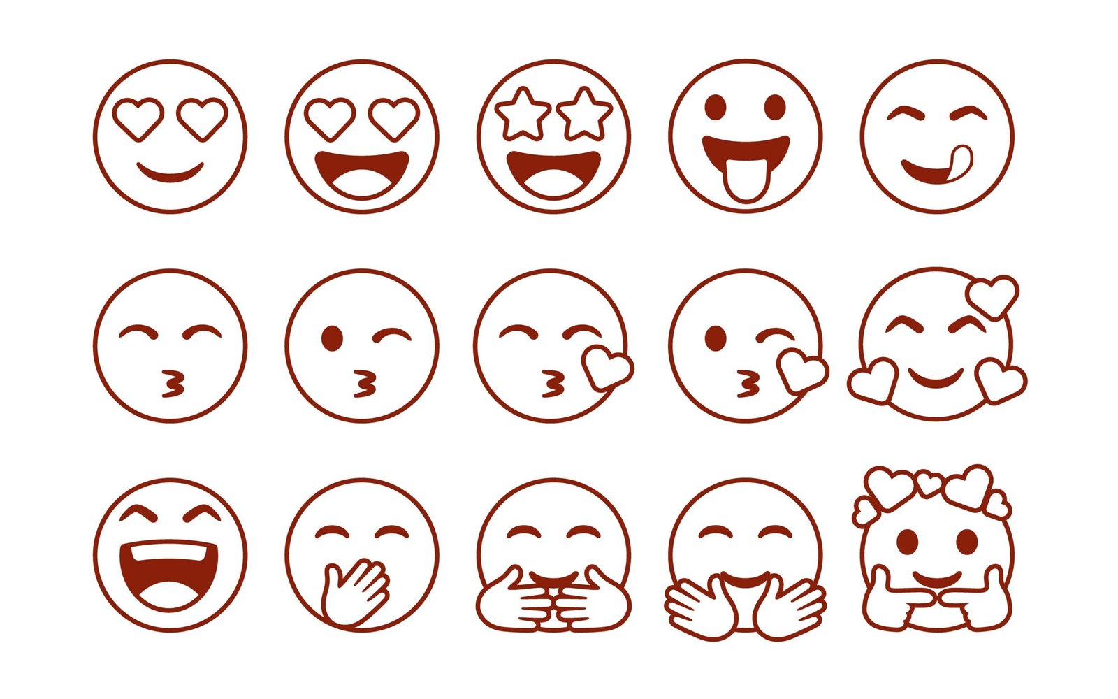 outline emoticon emojis symbols,digital chat objects outline emoticons reaction for social media