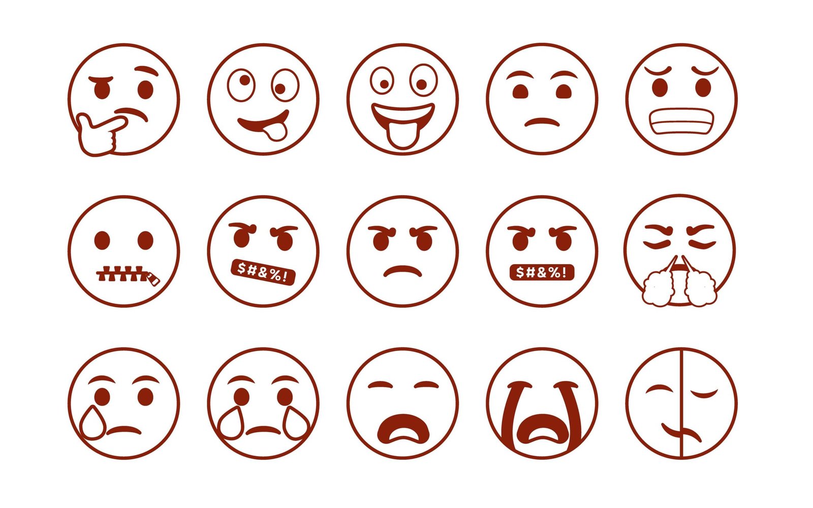 outline emoticon emojis symbols,digital chat objects outline emoticons reaction for social media