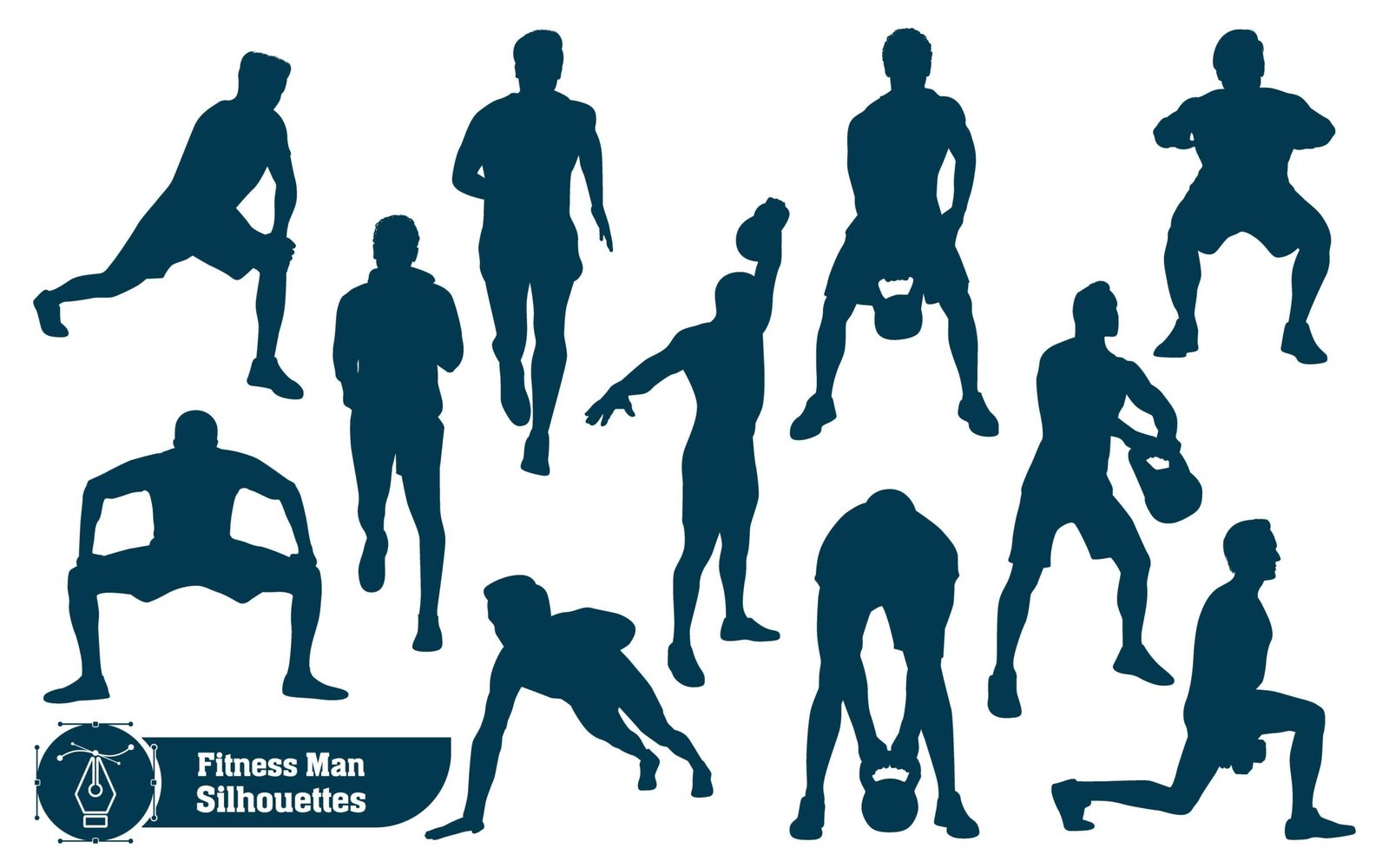 Vector collection of Fitness man silhouettes