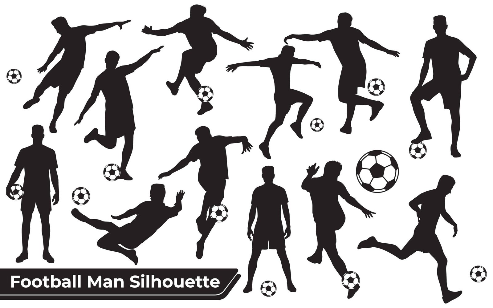 Collection of Football Playing silhouettes in different positions