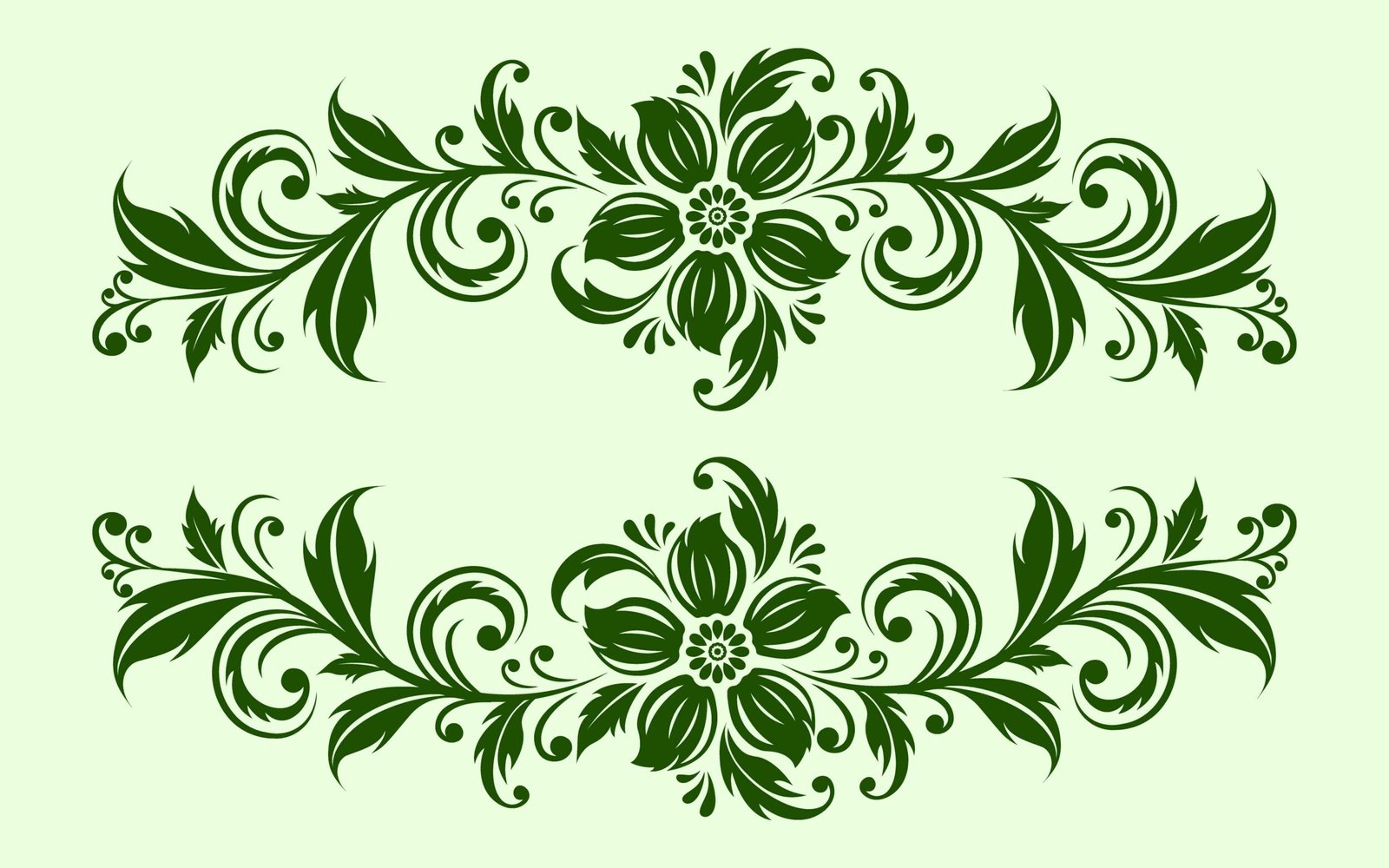Green floral ornament vector divider element design