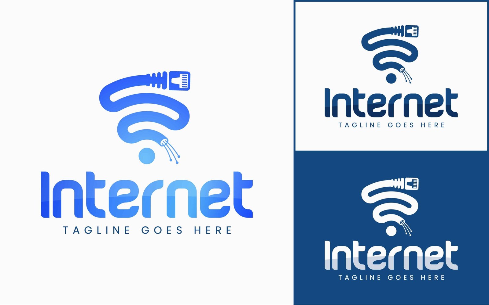 Modern ethernet cable and wi-fi network logo design concept.