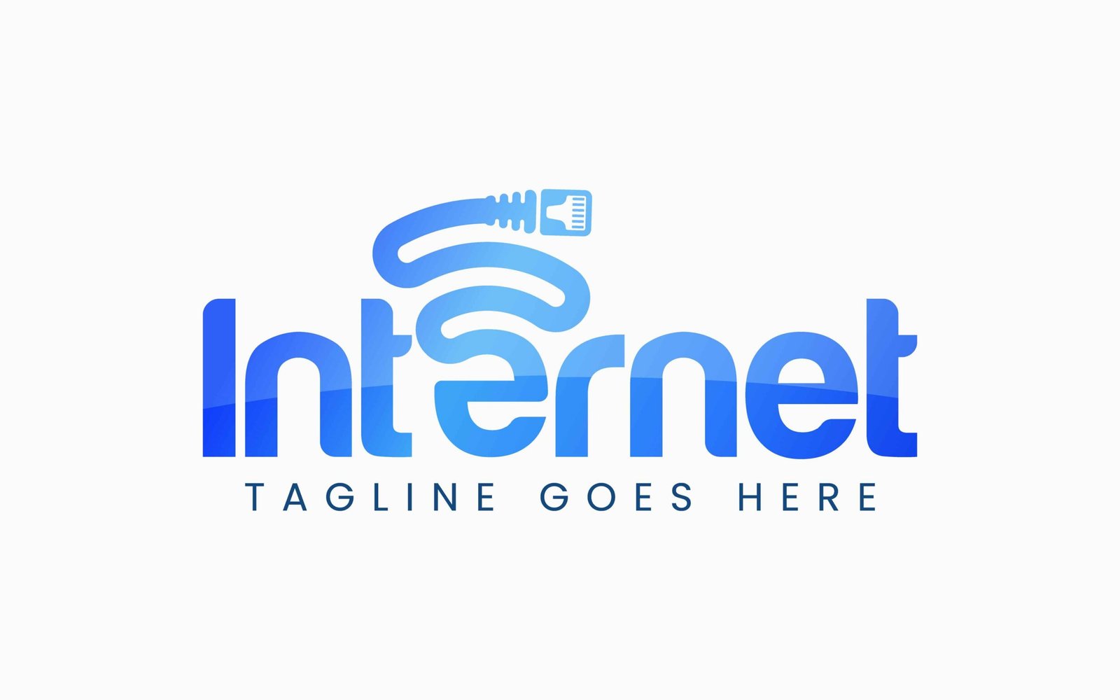 Modern ethernet cable and wi-fi network logo design concept.