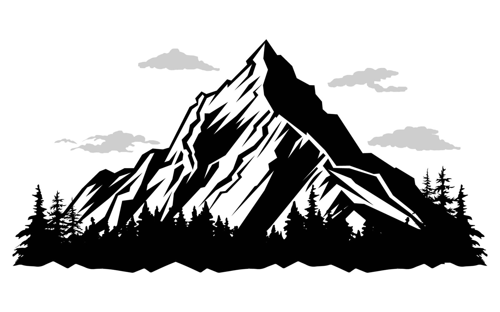 Vintage Monochrome Mountains Flat Vector illustration