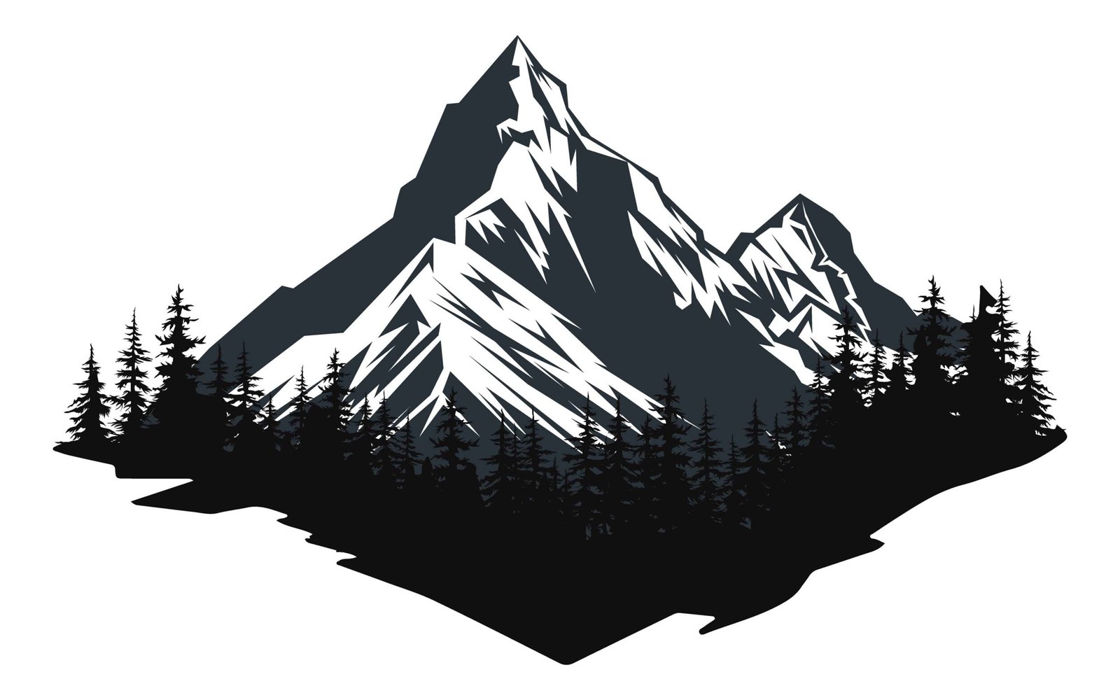 Vintage Monochrome Mountains Flat Vector illustration