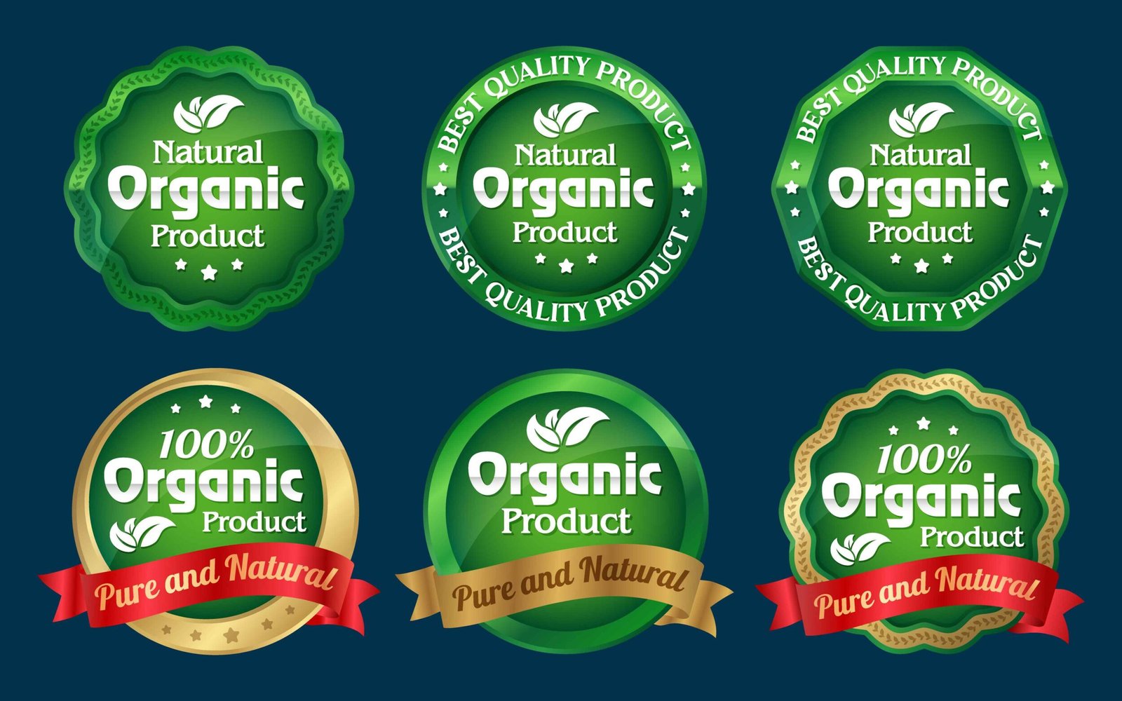 Natural organic product badges and labels collection. eco design.