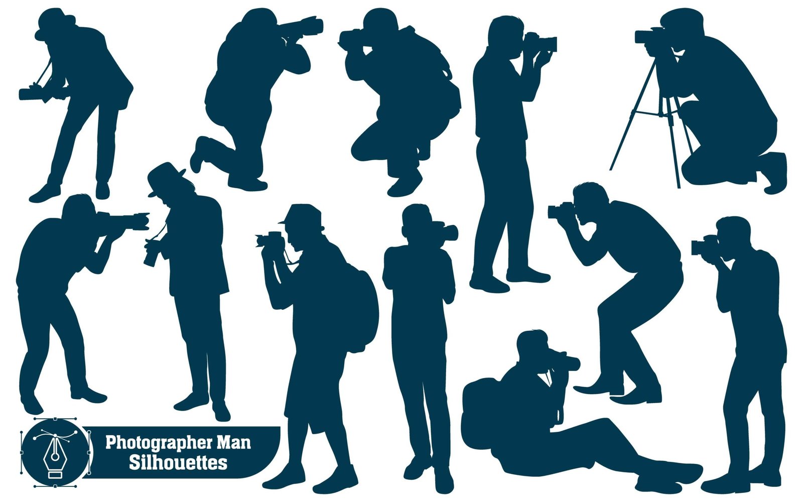Photographer man holding camera silhouette vector