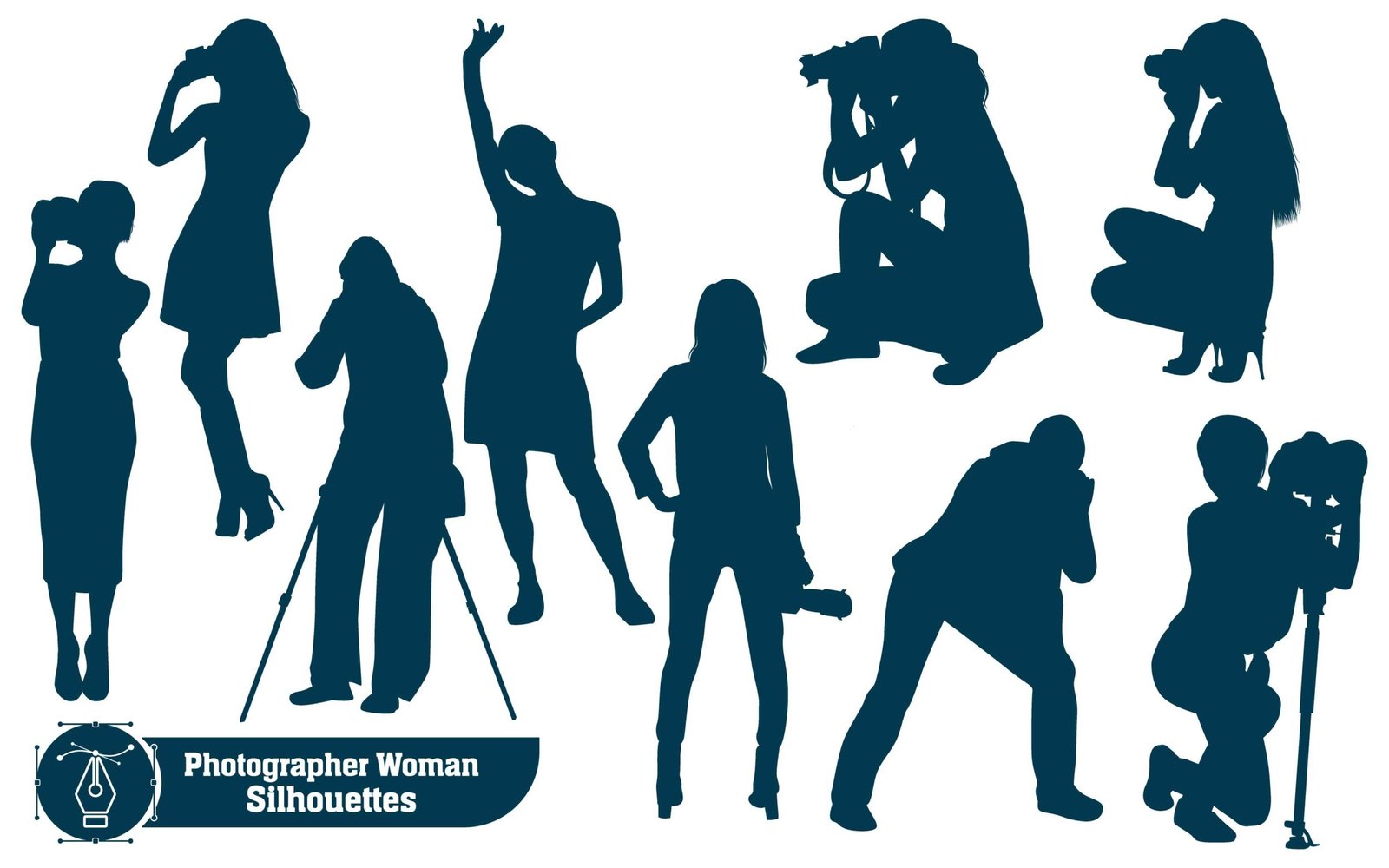 Photographer woman holding camera silhouette vector