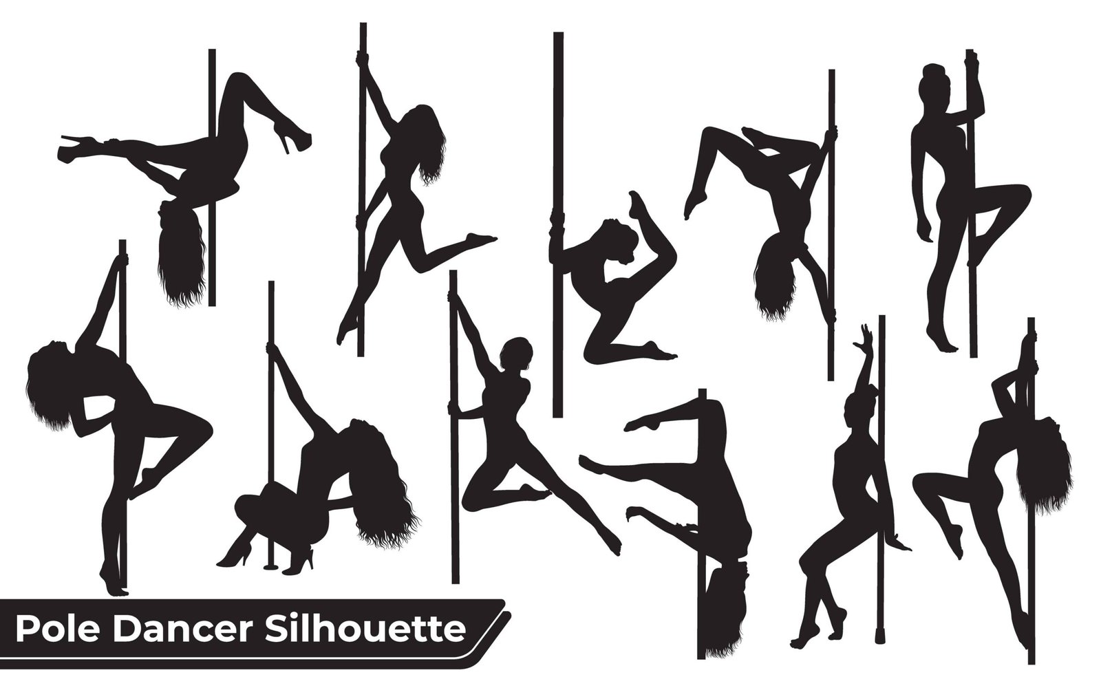 Collection of Pole Dancer Silhouette vector