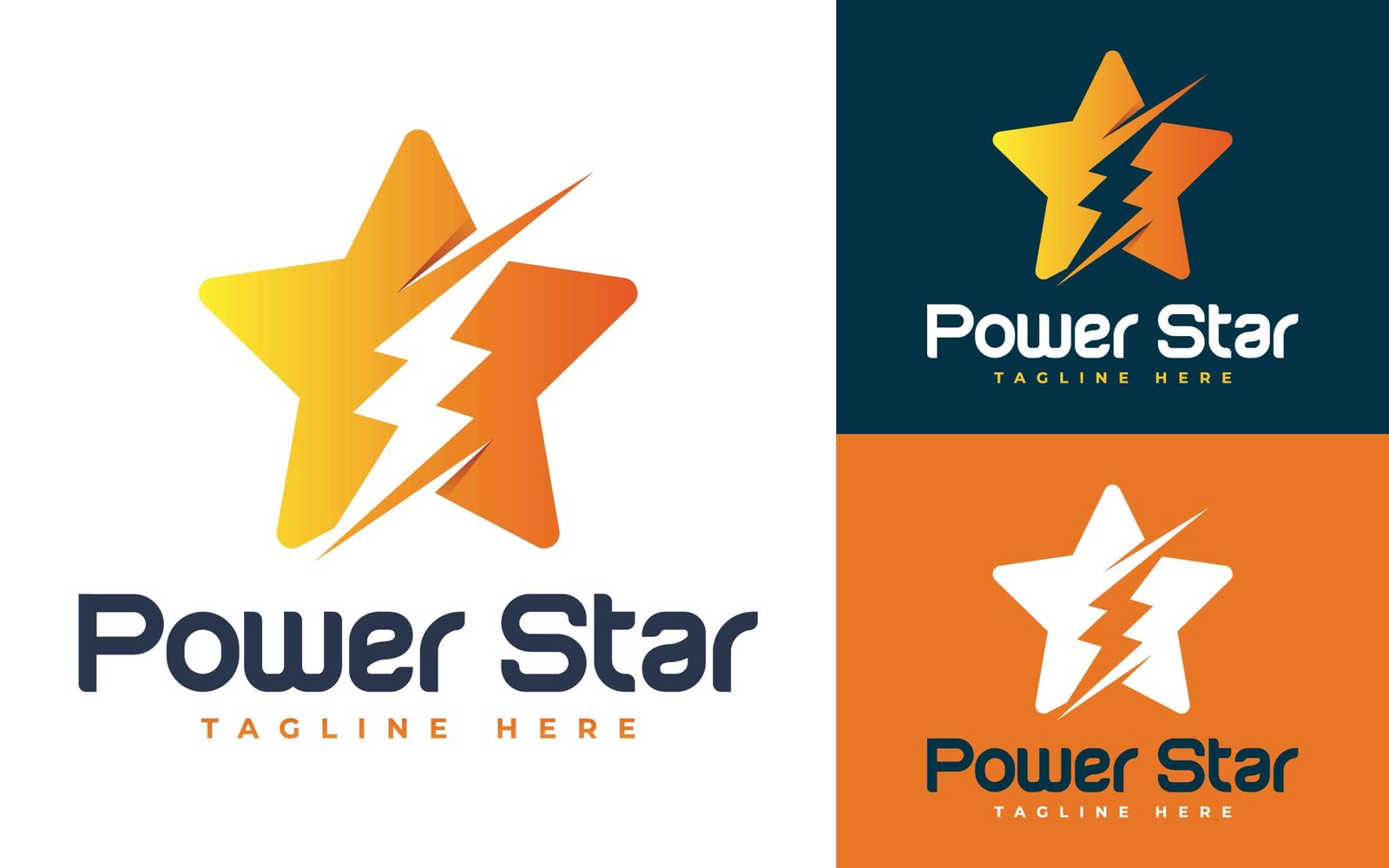 Modern gradient star and lightning bolt power energy logo icon