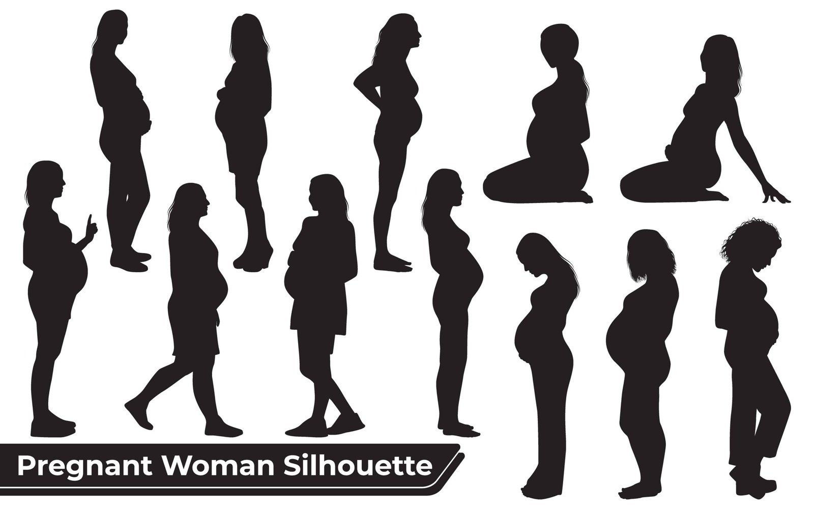Collection of Pregnant Woman Silhouette vector