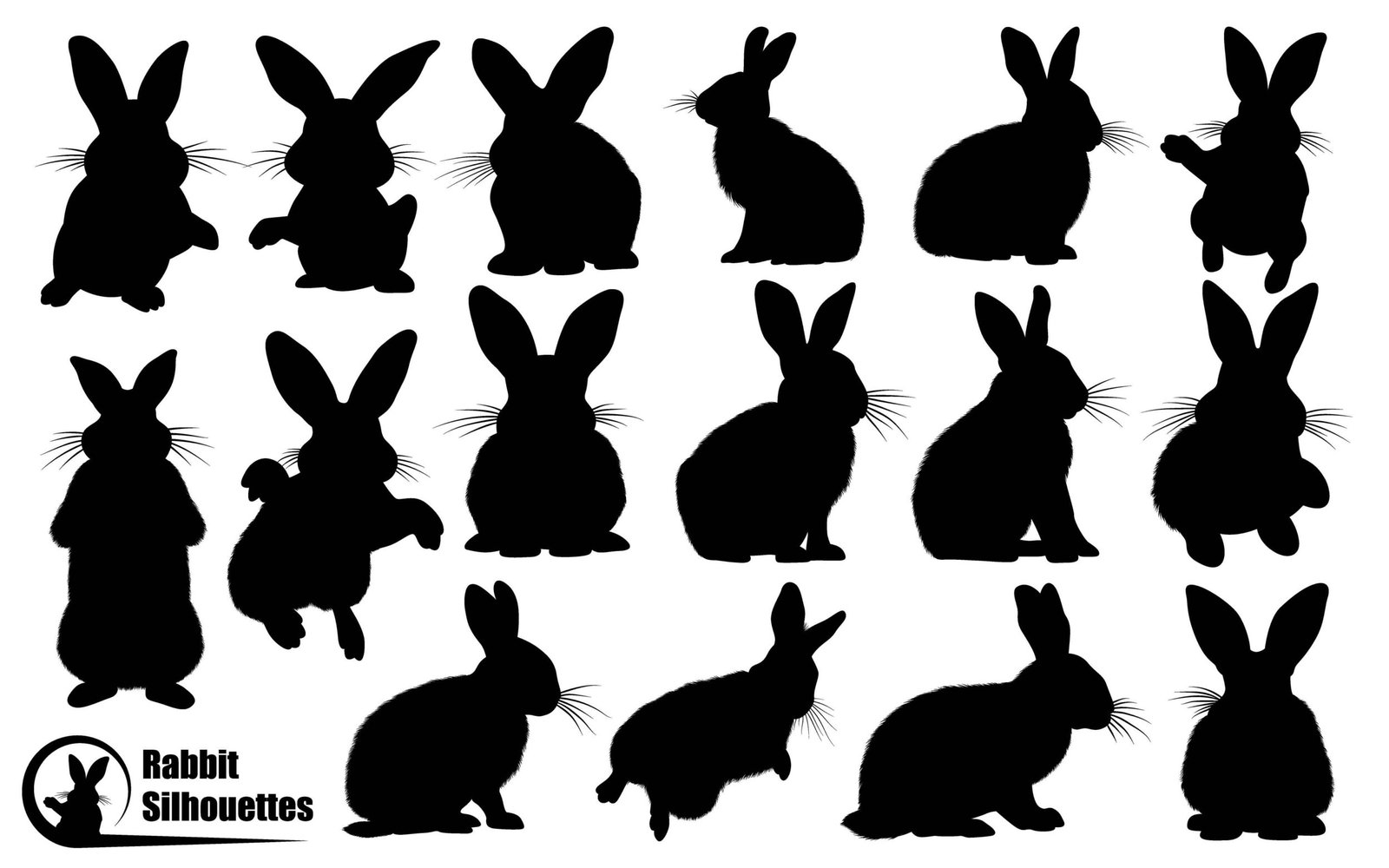 Animal Rabbit Jumping or Rabbit Running Silhouettes Vector