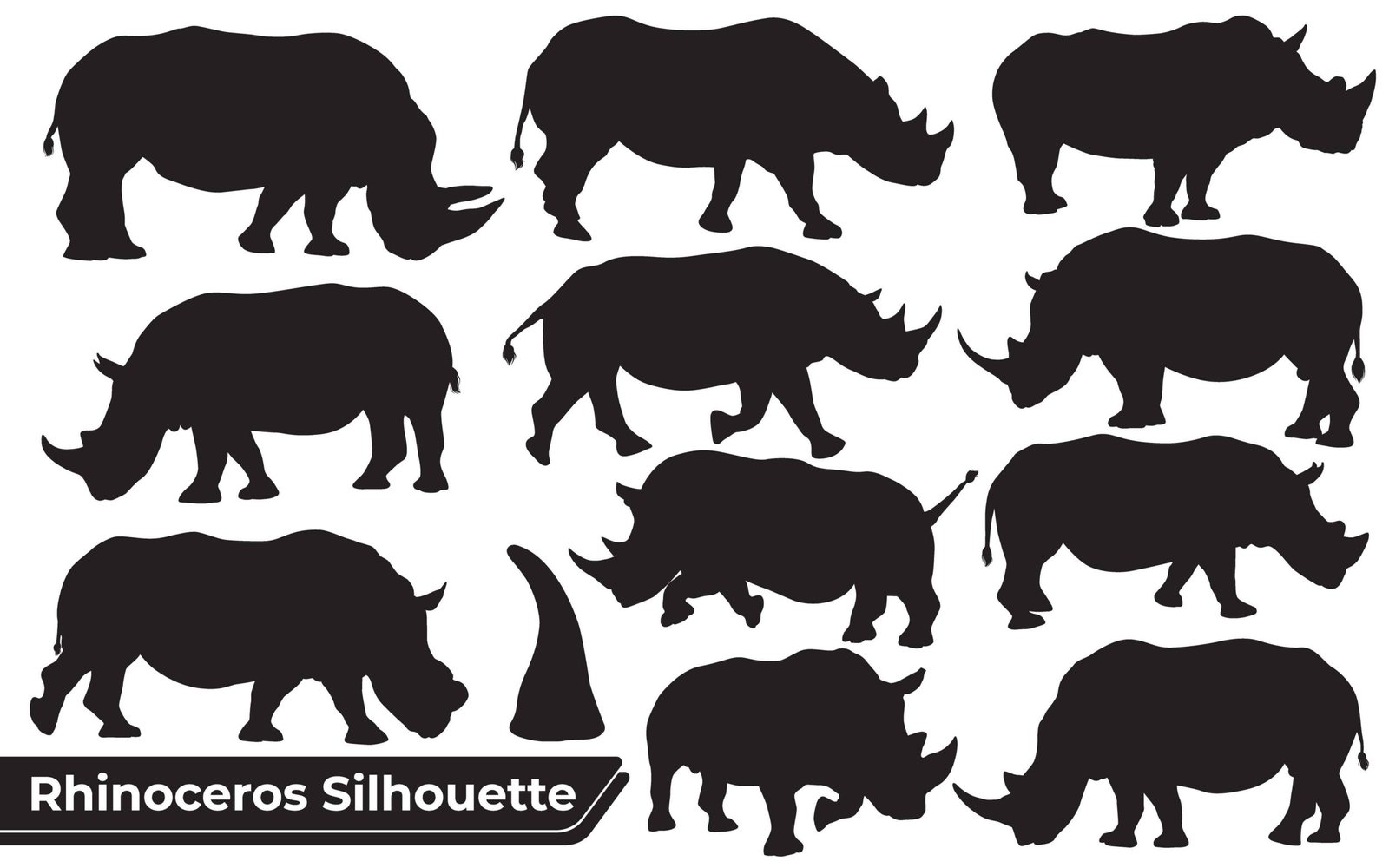 Collection of animal Rhinoceros Silhouette in different poses