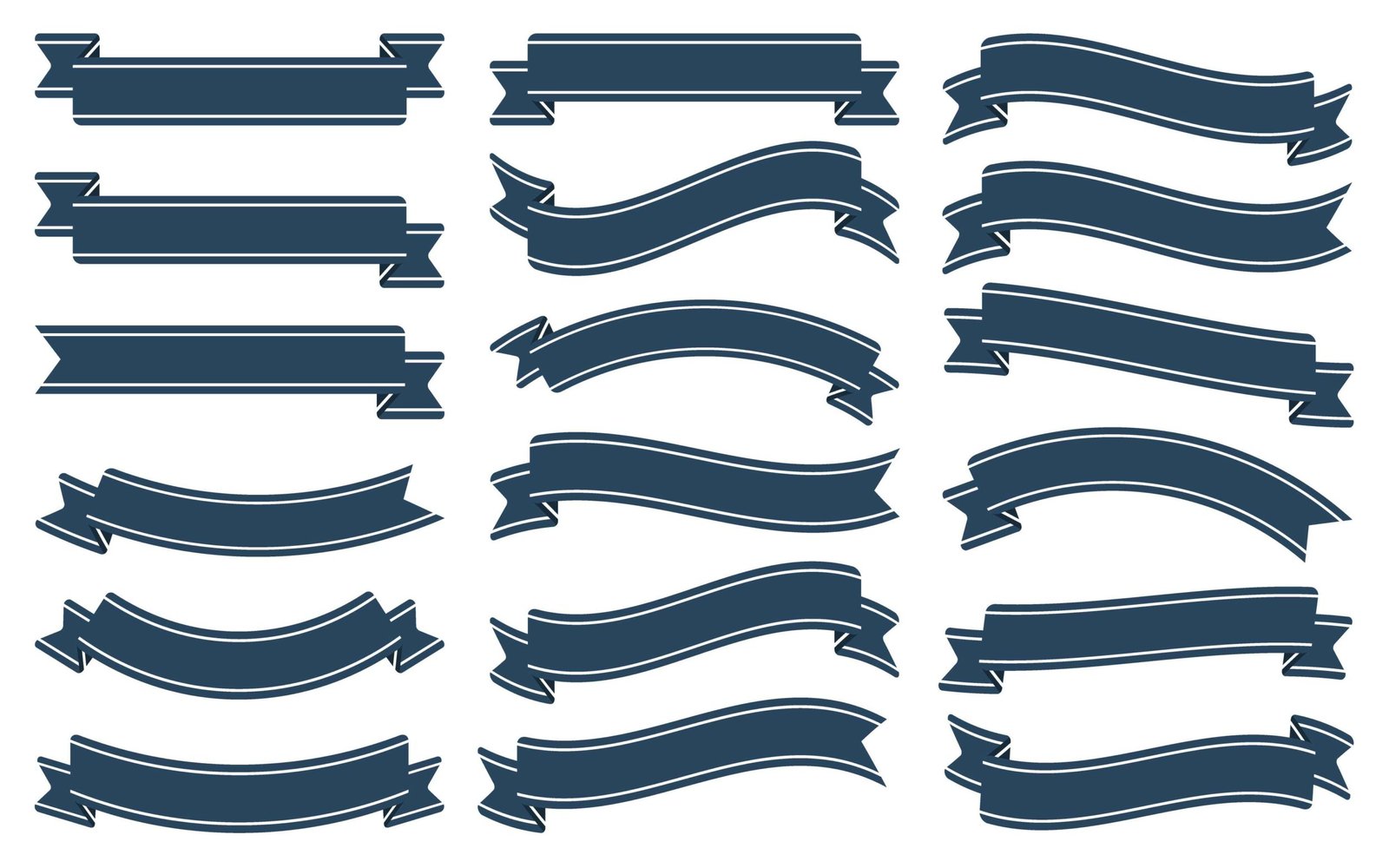 Collection of Blue vintage ribbons vector set