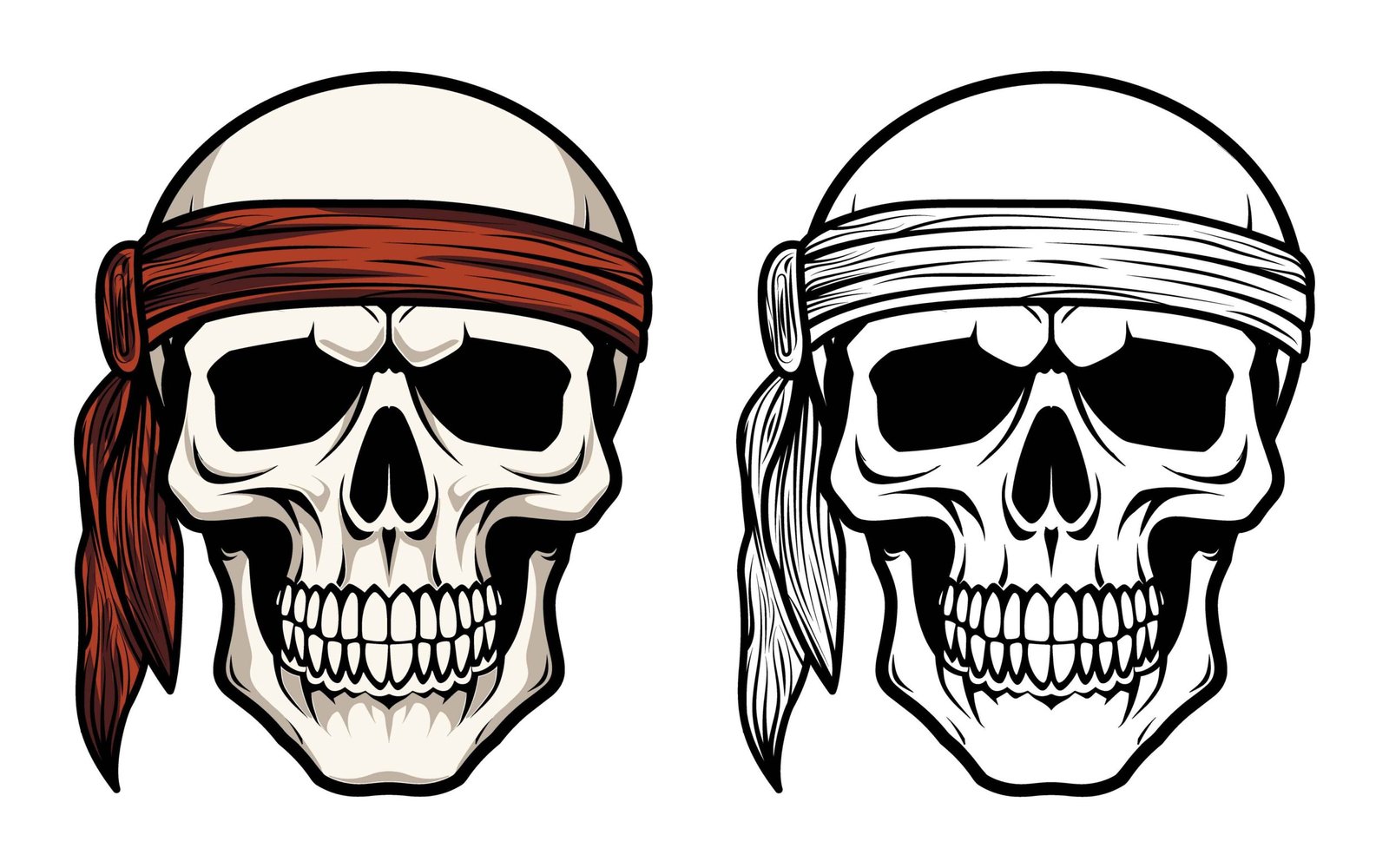Vintage Monochrome Human Skull crossing bones Vector illustration