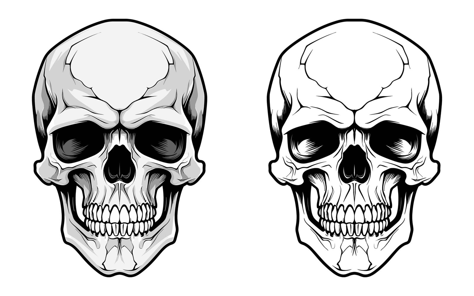 Vintage Monochrome Human Skull crossing bones Vector illustration