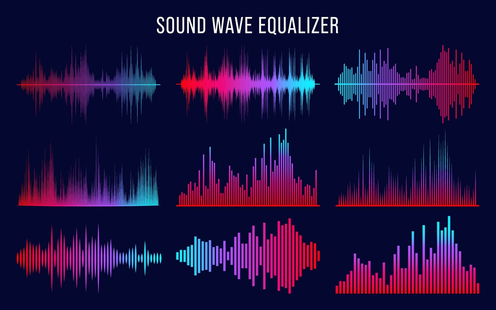 Vibrant sound wave equalizer graphics for audio music display
