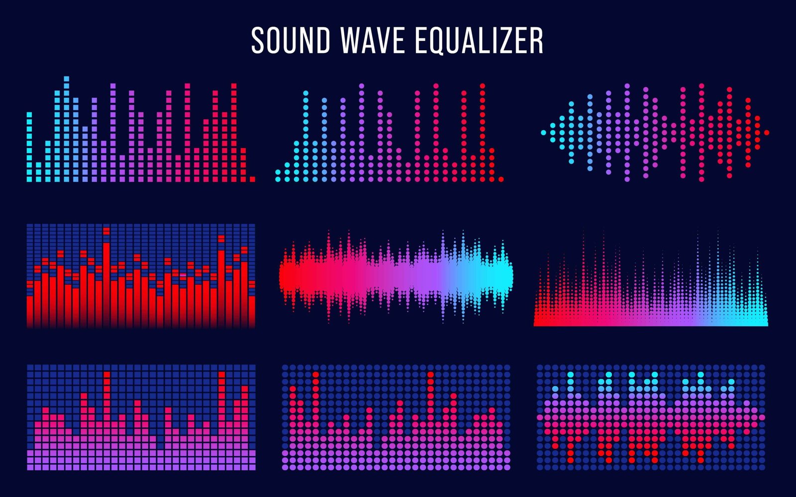 Vibrant sound wave equalizer graphics for audio music display