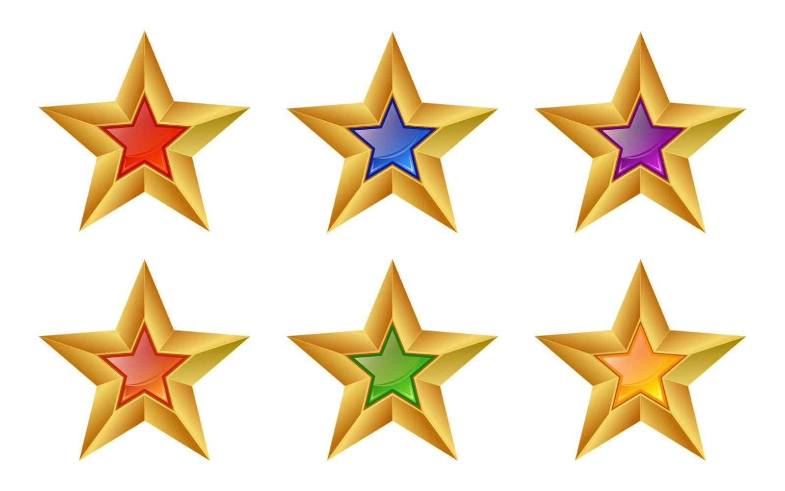 Shiny Colorful and outline Star vector illustrations