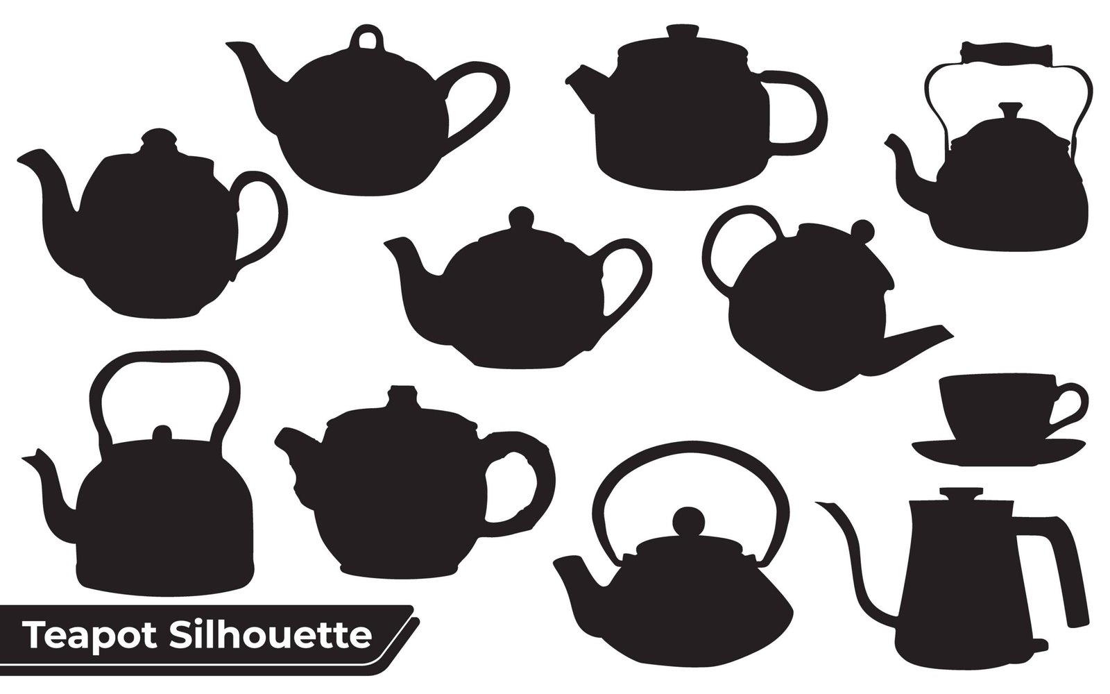 Collection of Teapot Silhouette vector