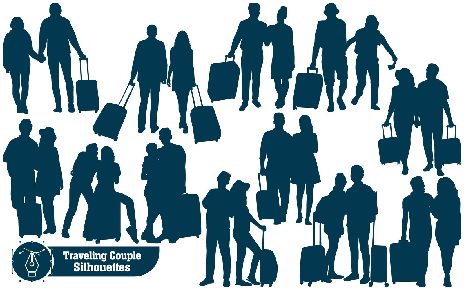 Traveling couple for Adventure Silhouettes vector illustration