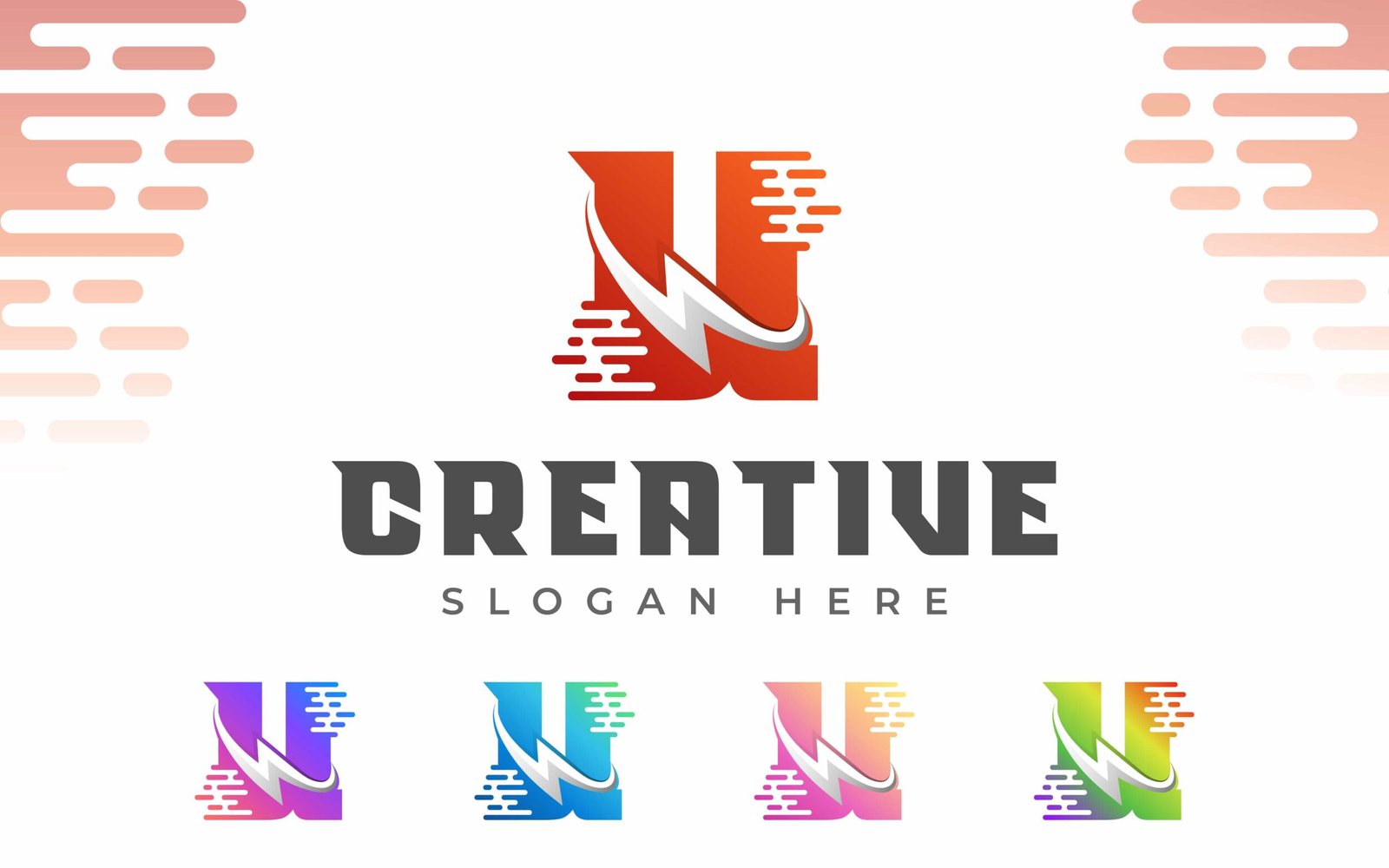 Letter U Energy logo or U Electric Logo with Lightning Icon or thunder bolt combination