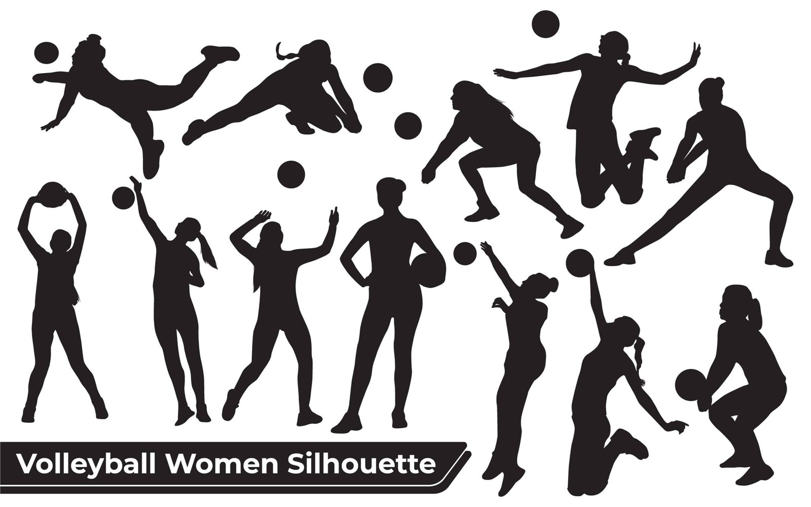 Female Volleyball Player Sports silhouettes vector Illustration